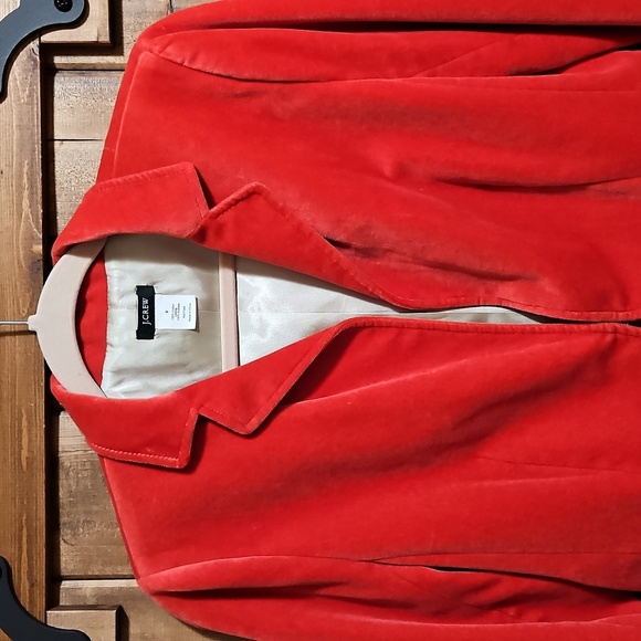 J. Crew Red Velvet Cropped Blazer Size 8 - Picture 4 of 16